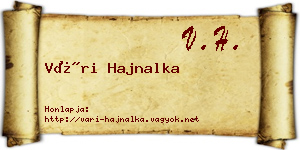 Vári Hajnalka névjegykártya
